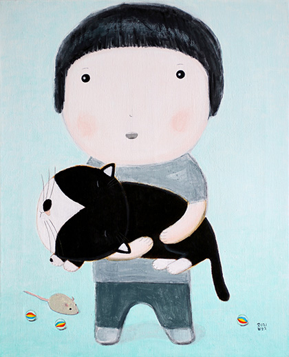 박형진_고양이랑 With the cat_2021_acrylic on canvas_65x52
